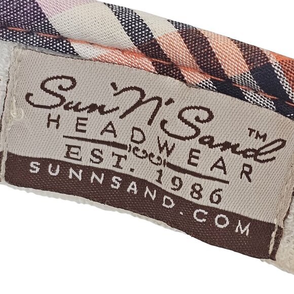 Ladies Athleisure Golf Sun Hat Visor Tennis Poolside Beachy Orange Blue Plaid - Picture 7 of 11